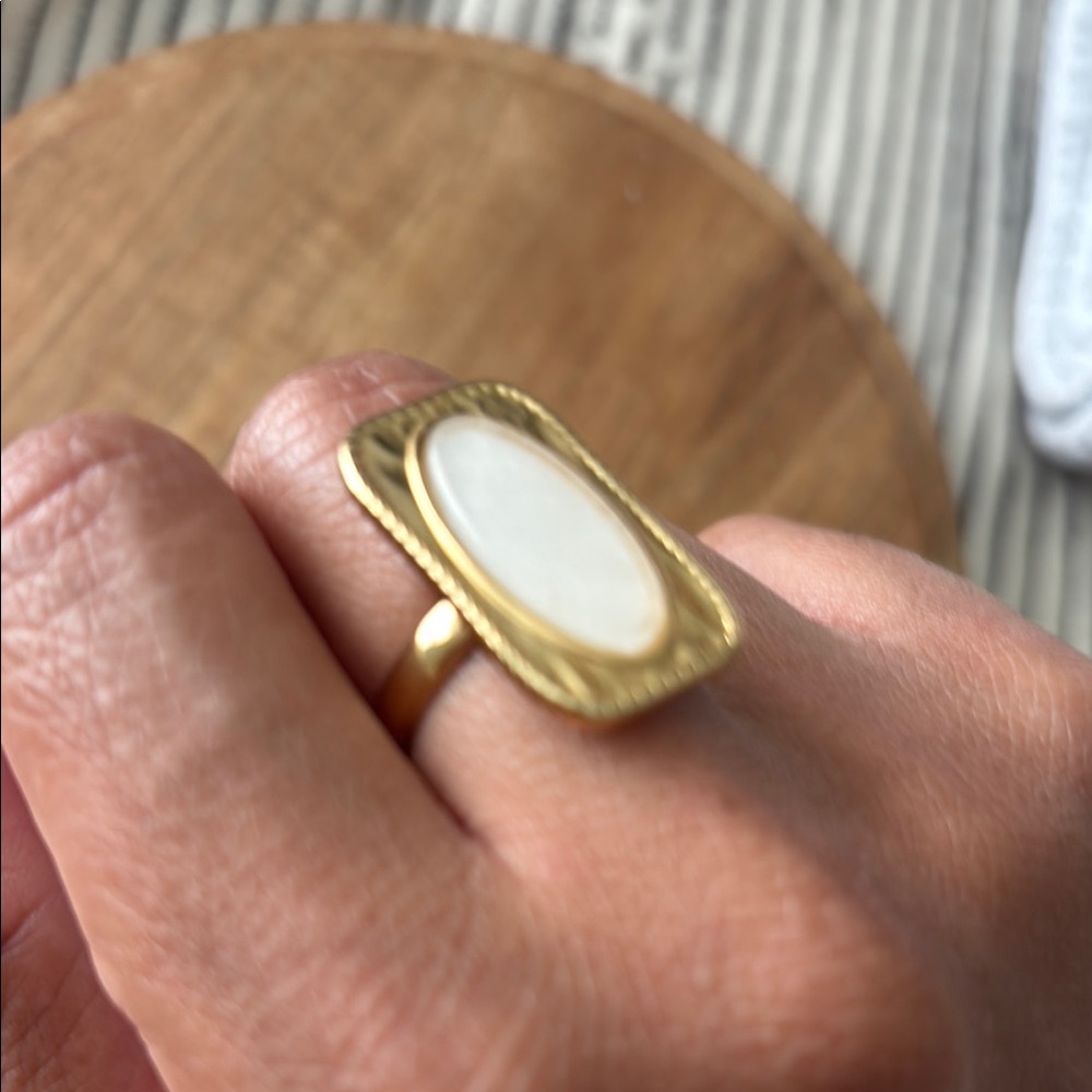 Elegant Gold and White Statement Ring